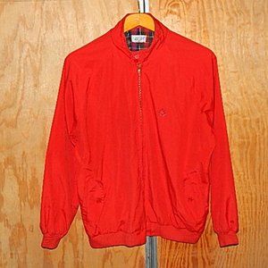 #1169 Izod Flannel lined golf spots casual Full zip pockets Jacket